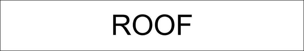 Panoramic door sign displaying 'Roof' in clear lettering, marking the entrance to the rooftop area within the facility.